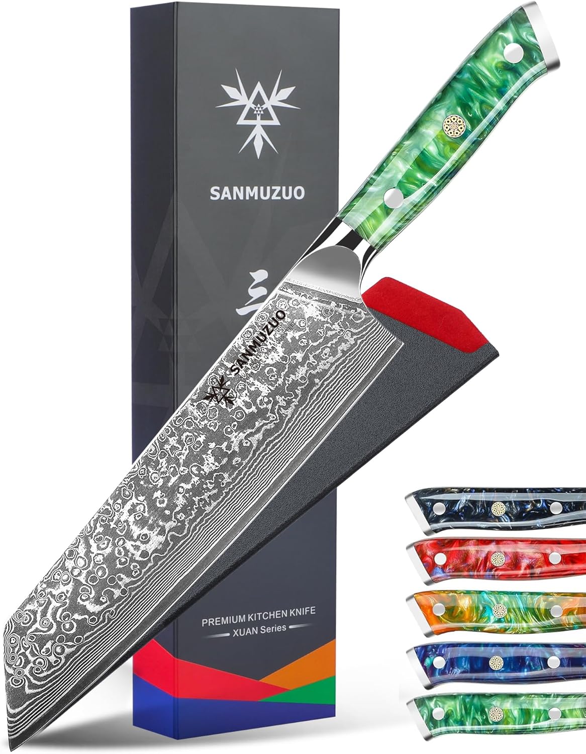 8.5 inch Kiritsuke Kitchen Chef Knife - 67 Layers Damascus Steel & Resin Handle - Xuan Series(Jade Green)