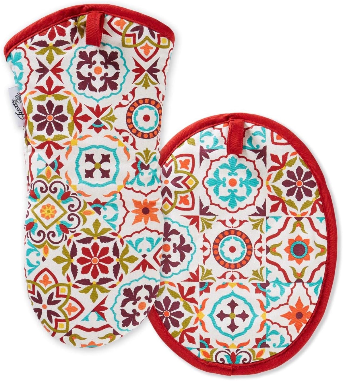 Fiesta Worn Tiles Oven Mitt & Pot Holder, Multi, 2 Piece