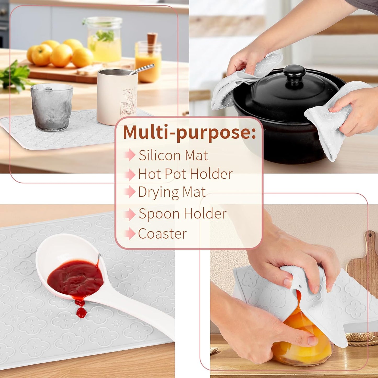 LEHAHA 17.25" x 12" Serving Trays Set of 2 White, Dinner Tray, Light Weight Easy to Clean Sturdy Stackable Melamine Serving Platter with Handle, Fruit, Snacks, and Desserts Trays.Mats Included