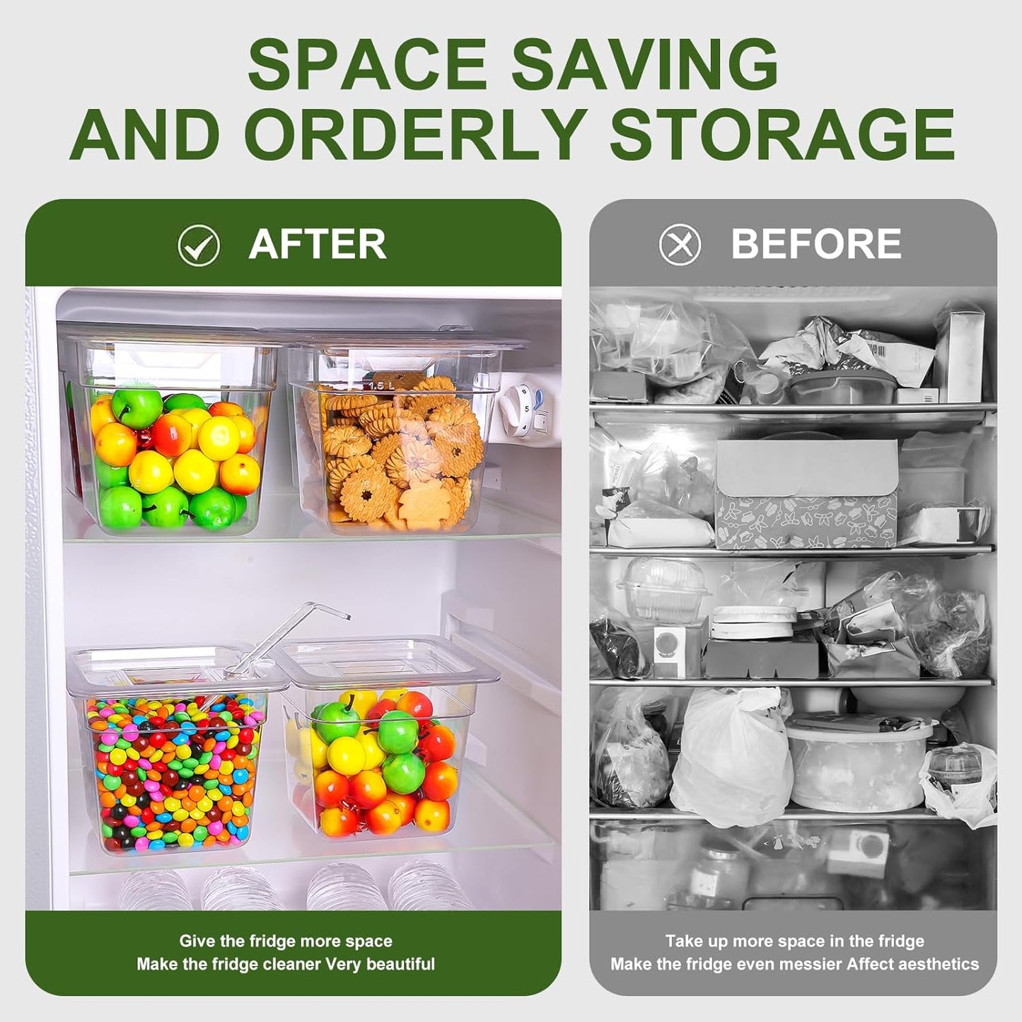 12 Pack Plastic Food Pan with Lids 1/6 Size 6'' Deep Restaurant Food Containers Stackable Clear Polycarbonate Commercial Hotel Pans with 1 Plastic Spoon for Fruits Vegetables