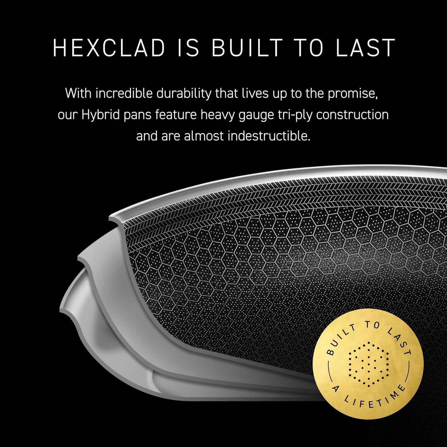 HexClad Hybrid Nonstick Double Burner Griddle, Stay-Cool Handles, Dishwasher-Friendly, Oven-Safe Up to 900°F, Induction Ready, Compatible with All Cooktops