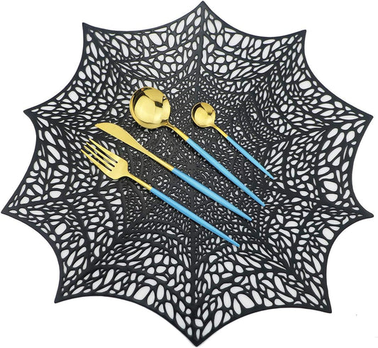 Shiny Silverware Sets, 24-Piece Elegant Cute Blue Handle Gold Cutlery set,304 Stainless Steel Silverware Set for Eating Home Kitchen Hotel Restaurant, Sets for 6 People, Dishwasher Safe