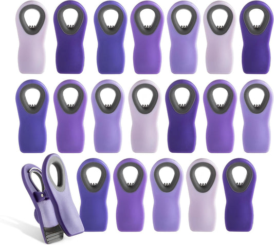 COOK WITH COLOR Magnet Bag Clips - Chip Clips, Food Storage with Airtight Seal Grip for Bread, Snack and Food Bags (Lavender, Pack of 20)