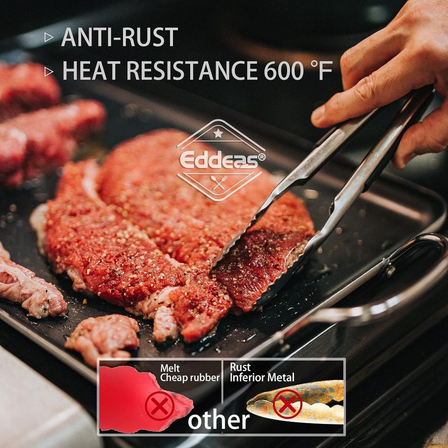 4 Pack Tongs For Cooking, Heat Resistant 600 Degrees 9",12" Stainless Steel Locking Metal Tong & 9",12" Kitchen Tongs with Silicone Tips, Non-Slip Food Silicone Tong, Heavy Duty, Non-Stick