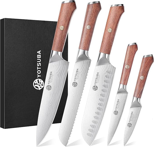 YOTSUBA 5PCS Kitchen Knives Set,Kitchen Knife Set,German High Carbon Stainless Steel Ultra Chef Knife Sets with Ergonomic Handle for Chopping Vegetable and Cooking