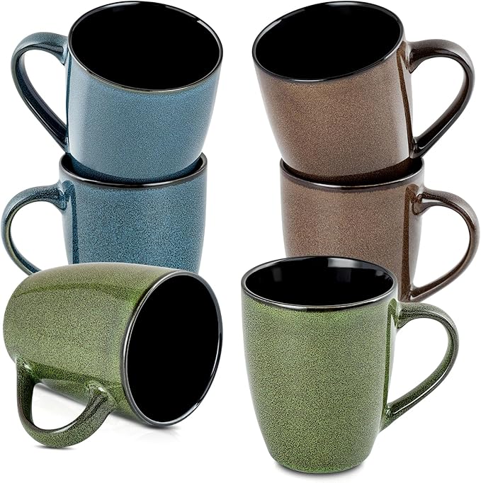 Ceramic Mugs 12oz,Large Ceramic Coffee Mugs for Men, Women, Dad, Mom, Modern Coffee Mugs With Handle For Tea,Latte,Cappuccino,Cocoa. (blue and brown 4pack)