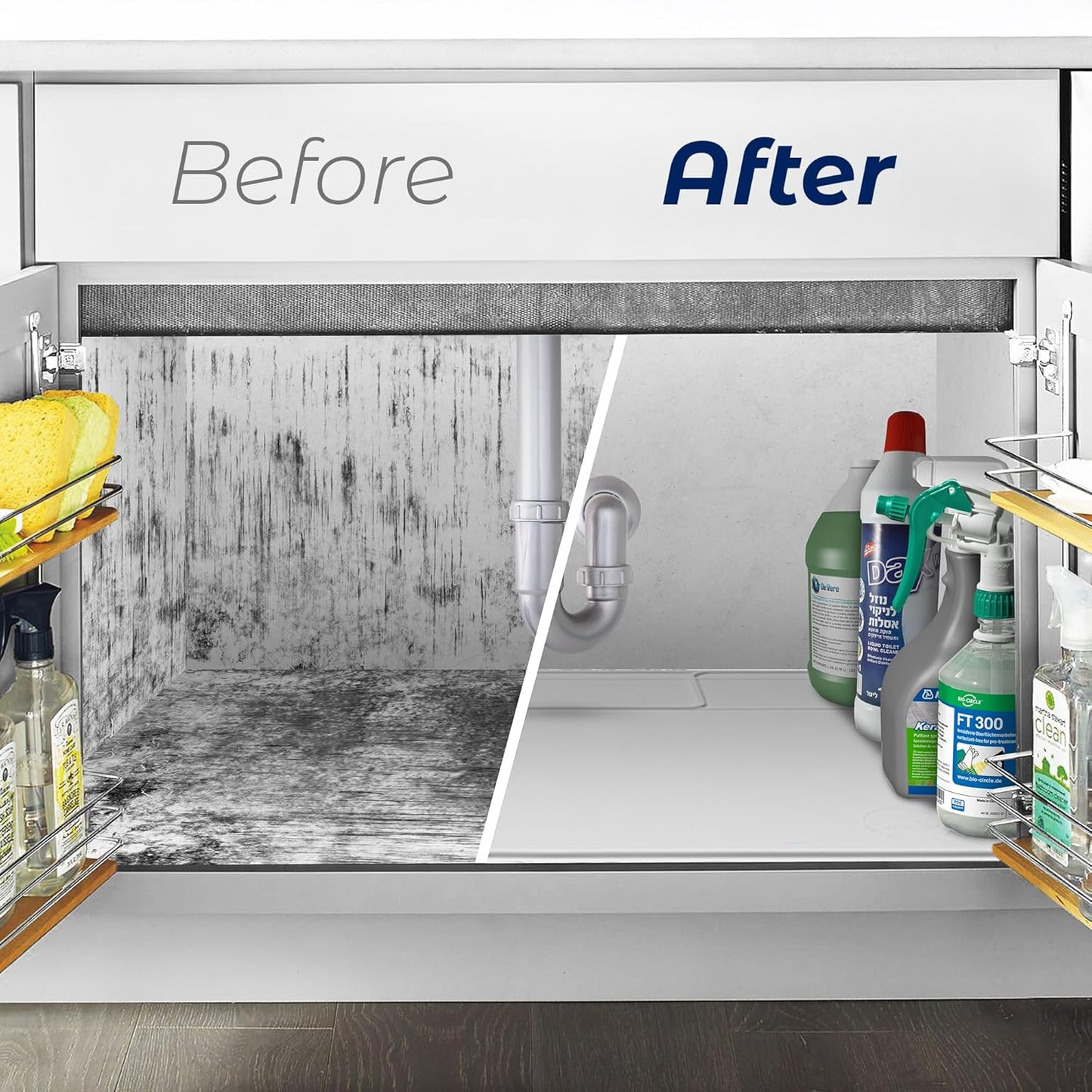 The Original Under Sink Mat - Silicone Waterproof mat, Trimmable, Easy to Clean, Kitchen Cabinet Liner, Undersink Waterproof mat, Disinfection Surface - 31" x 22" or Smaller