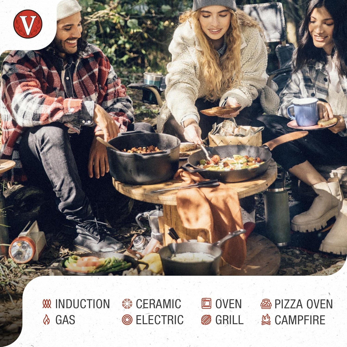 Victoria Cast Iron Large Dutch Oven with Lid and Dual Handles. 7 Quart Pot Seasoned with 100% Kosher Certified Non-GMO Flaxseed Oil