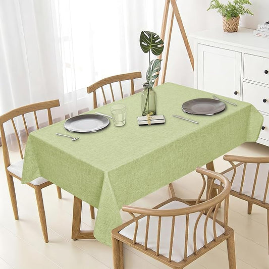 JIUZHEN Rectangle Table Cloth Faux Linen Farmhouse Tablecloth Soft Wrinkle and Stain Resistant Decorative Fabric Table Cover for Kitchen, Dining Room, Parties and Camping, Sage Green, 54 x 80 Inch