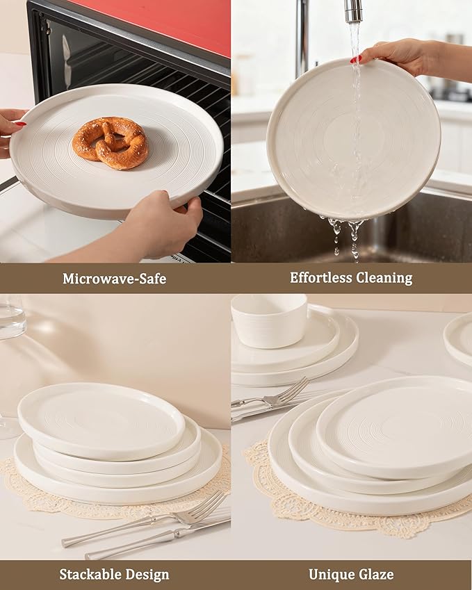 Dinnerware sets plates and bowls sets modern plates stoneware dinnerware set Plates and Bowls Set for 4, 12 Pieces Dishes,Microwave and Dishwasher Safe Tableware (style - 1, 4 - Set (12pcs))