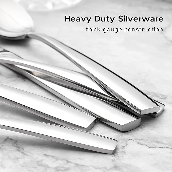 Onader 40 Piece Heavy Duty Silverware Set, Stainless Steel Flatware Cutlery Set for 8