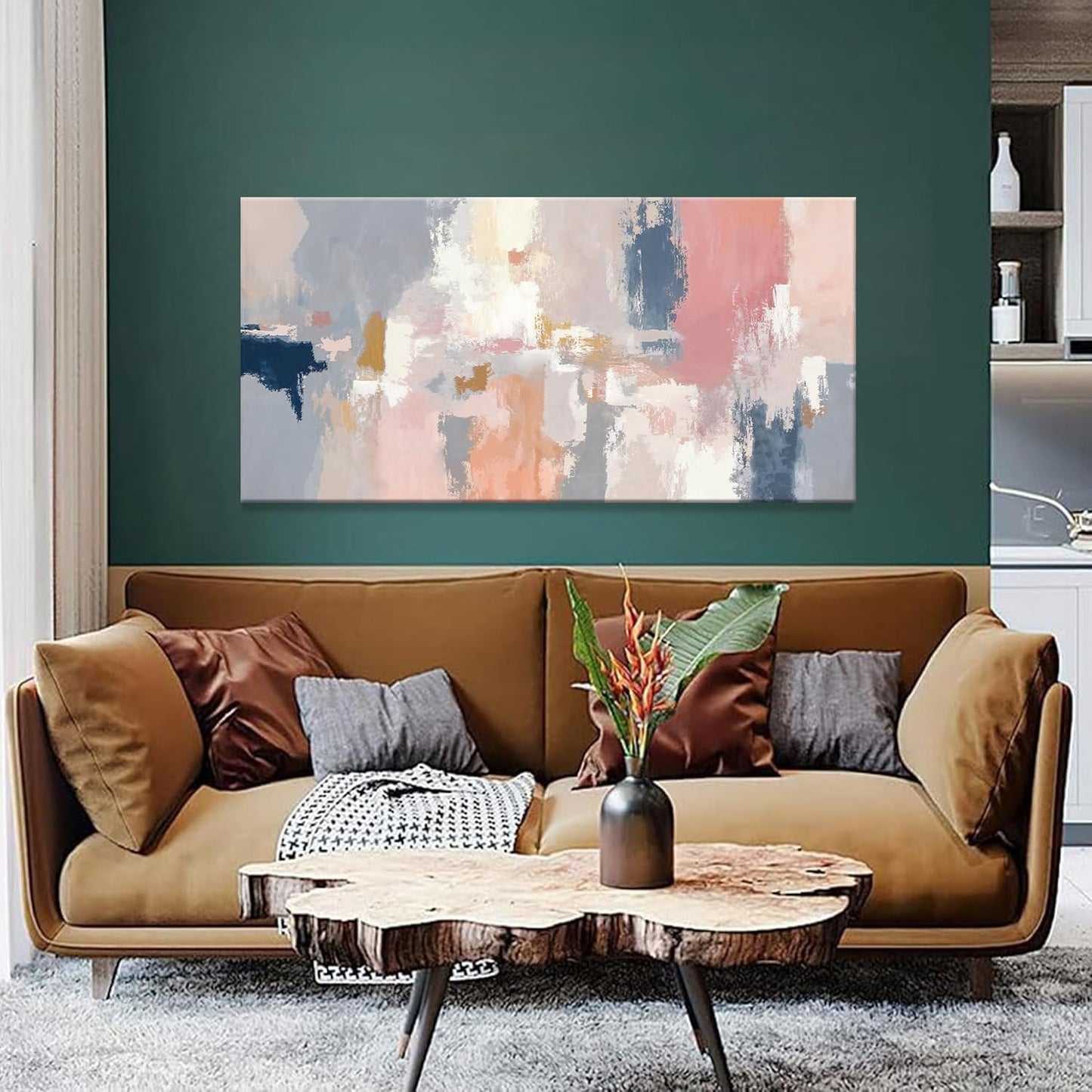 Abstract Pink And Gray Wall Art Decor Modern Artwork Decorations Canvas Prints Pictures Minimalist Wall Art For Bedroom Living Room Kitchen Bathroom 24x48 Inch Home Wall Decor