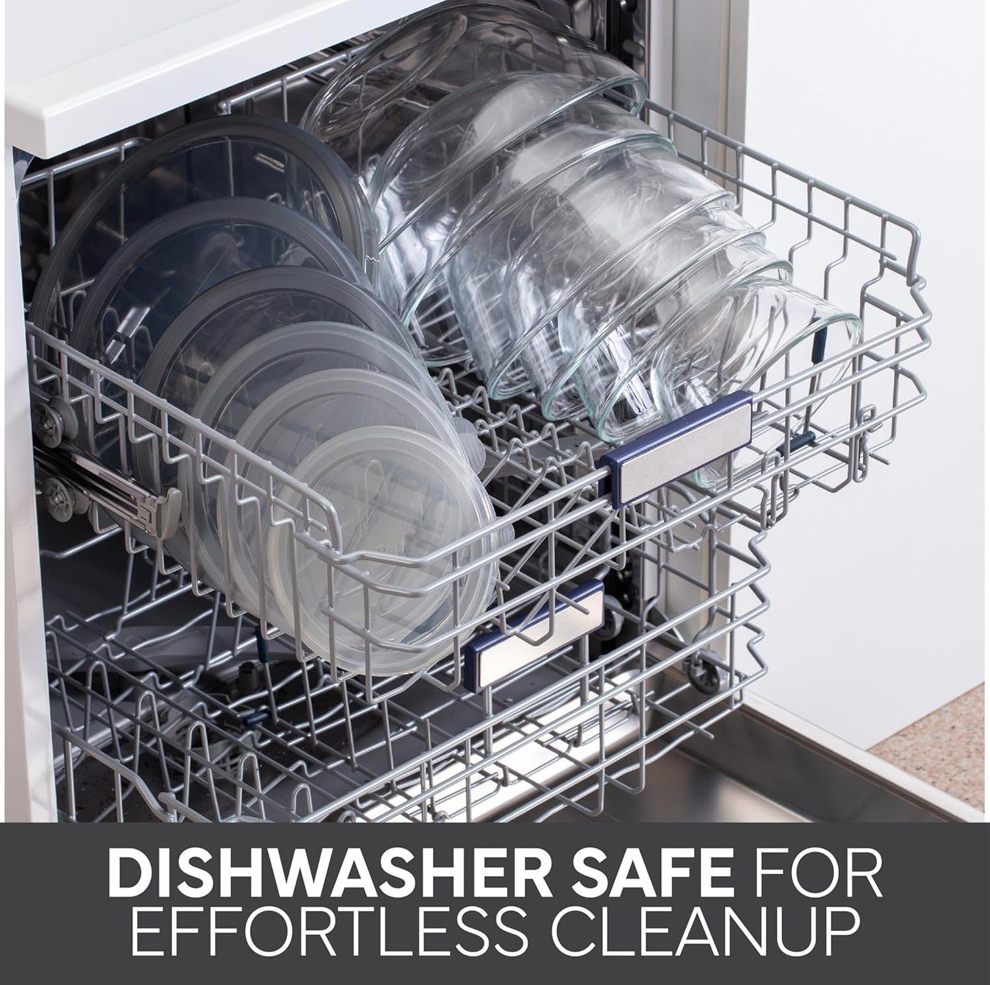 COOK WITH COLOR 12 Pc Glass Mixing Bowl Set with Lids – Borosilicate Glass Nesting Bowls for Cooking, Baking and Meal Prep, Gray