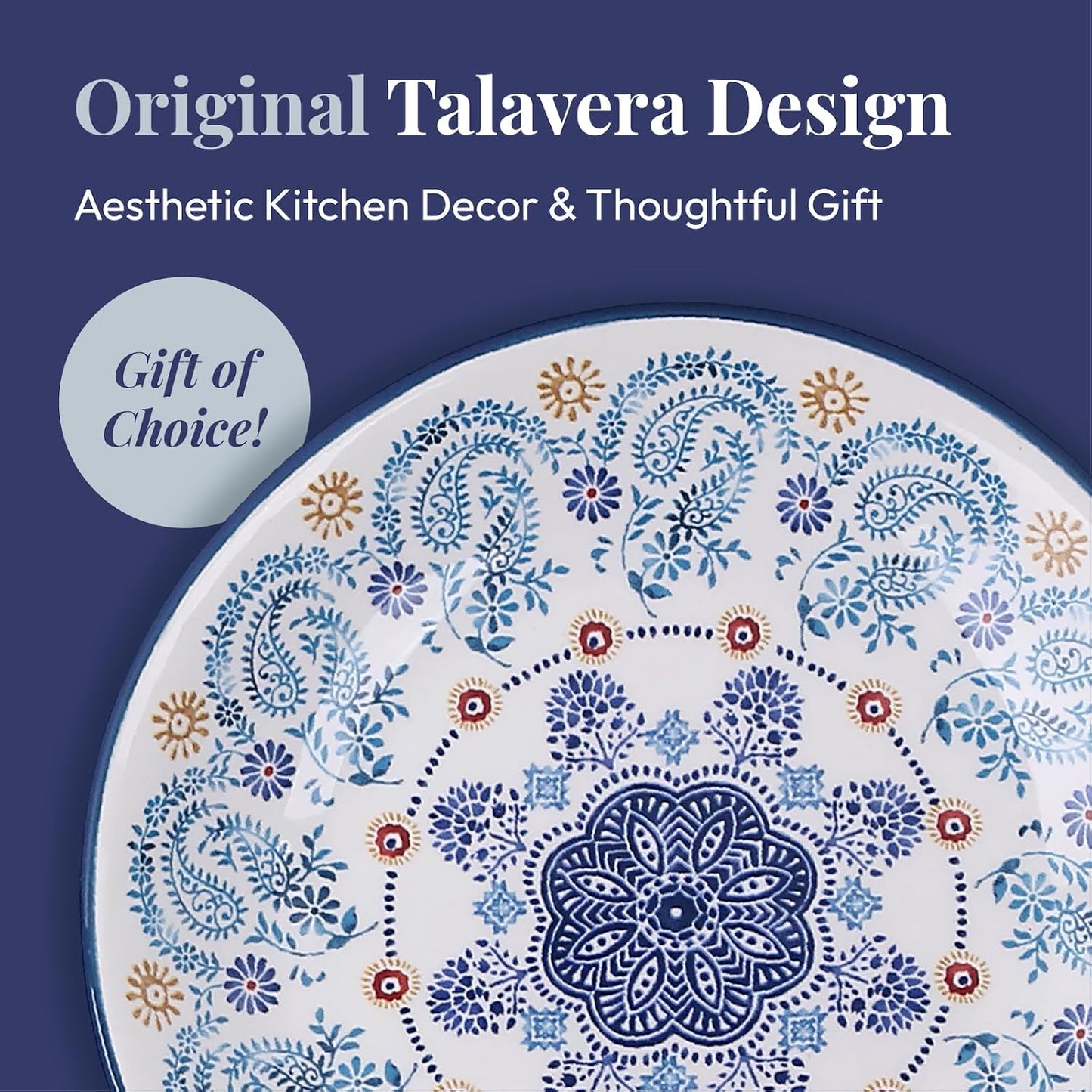 Bico Blue Talavera Spoon Rest for Stove Top, Ceramic Spoon Holder for Kitchen Counter, Easy to Clean Coffee Spoon Rest Dishwasher Safe, Kitchen Cooking Utensil Rest for Ladles Spatula