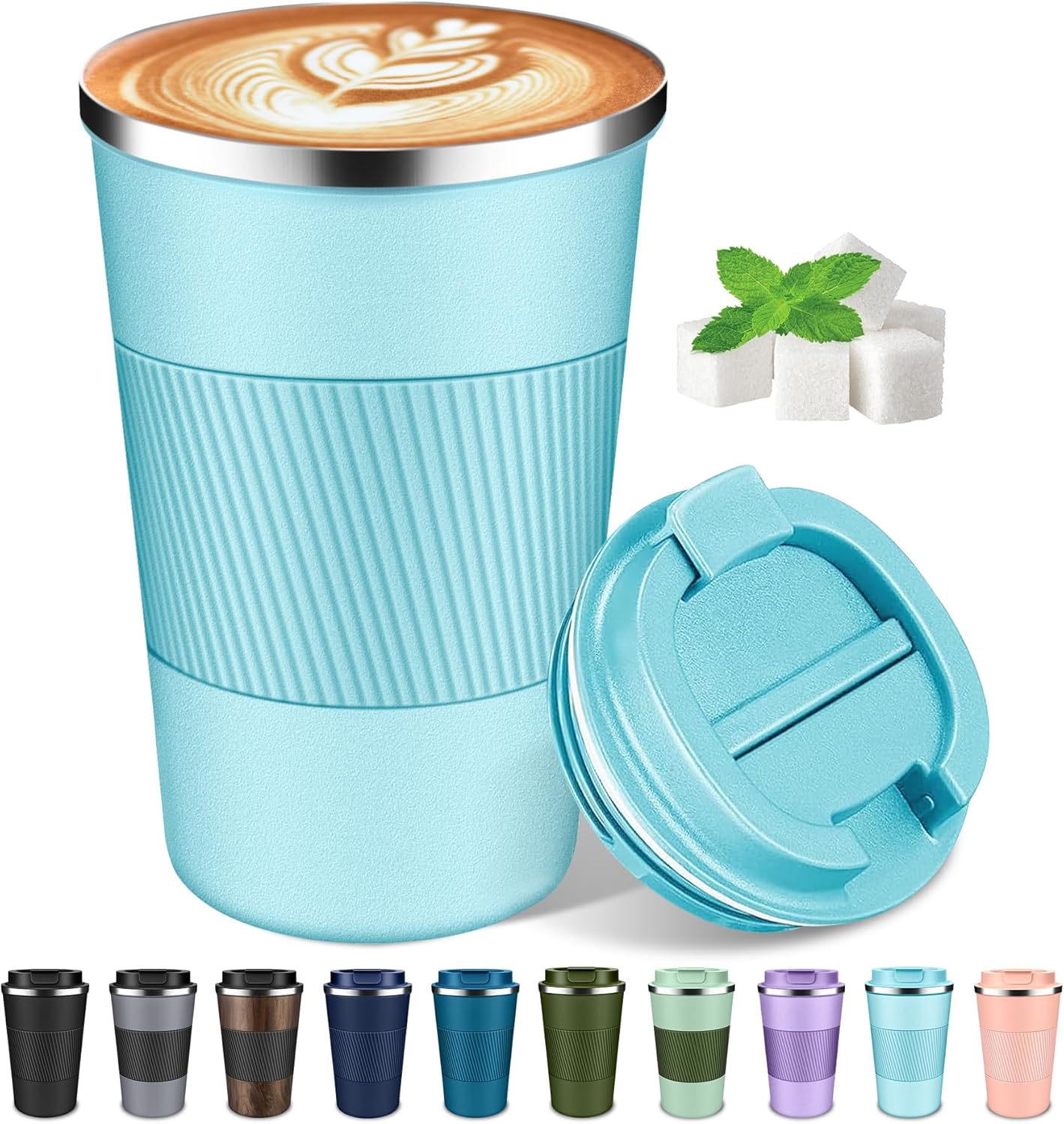 Coffee Travel Mug 12oz Insulated Coffee Mug with Lid Portable Spill-Proof Coffee Travel Mug No Handle Reusable Stainless Steel Mug Keeps Cold and Hot Suitable for Car, Daily, Travel and Gifts