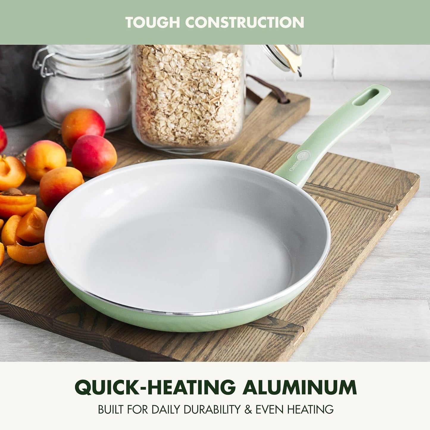 GreenPan Dover 10” Frying Pan Skillet, Non-Toxic PFAS-Free Ceramic Nonstick Coating, Sear Saute Fry Egg Omlete, Dishwasher & Oven Safe, Stay Cool Handle, Easy Pour Rims, Pastel Green