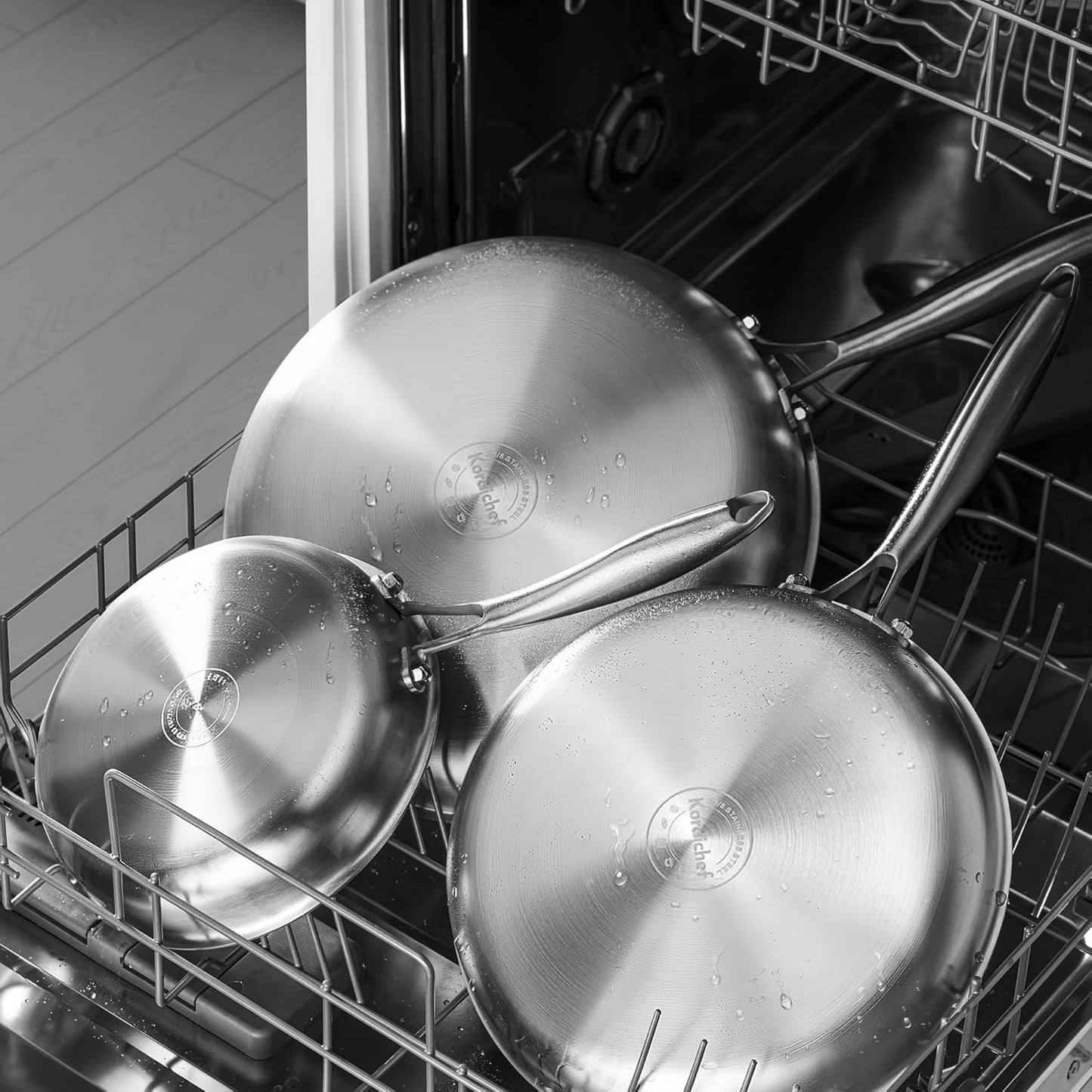 10 Inch Stainless Steel Frying Pan with Lid, Tri-Ply Healthy Stainless Steel Cookware, Pan, Skillet on Induction, Ceramic and Gas Cooktops, PFOA Free Cooking Pan, Dishwasher Safe