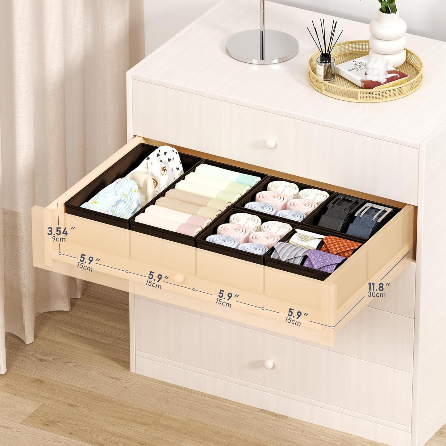 DIMJ Drawer Organizer Clothes Storage - 18 Pack Baby Dresser Organizer for Nursery, Foldable Drawer Dividers for Bedroom Closet Organization, Fabric Storage Bins for Socks, Underwears, Bras