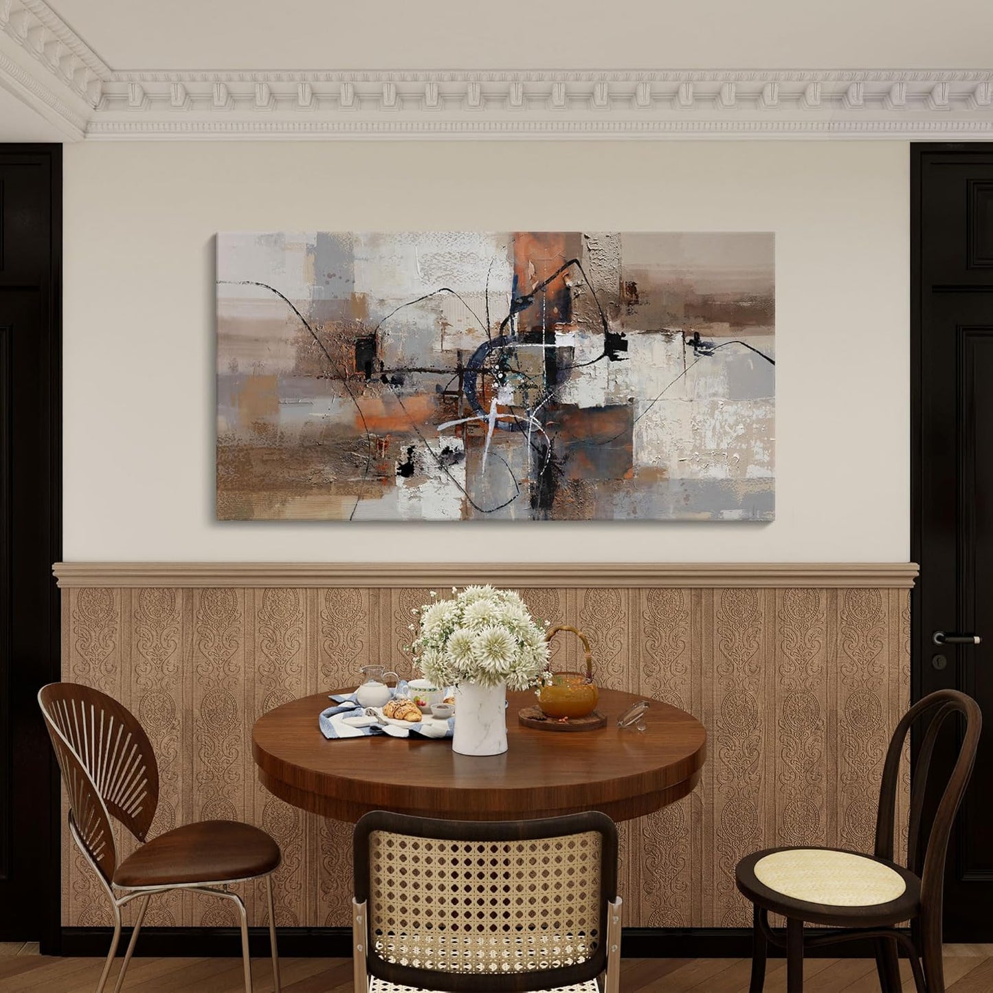 YDYSUNE Abstract Canvas Wall Art, Modern Wall Decor Painting, Brown Room Decorations, Orange Wall Art for Living Room, Bedroom, Office Artwork Wall Decor 29×58IN