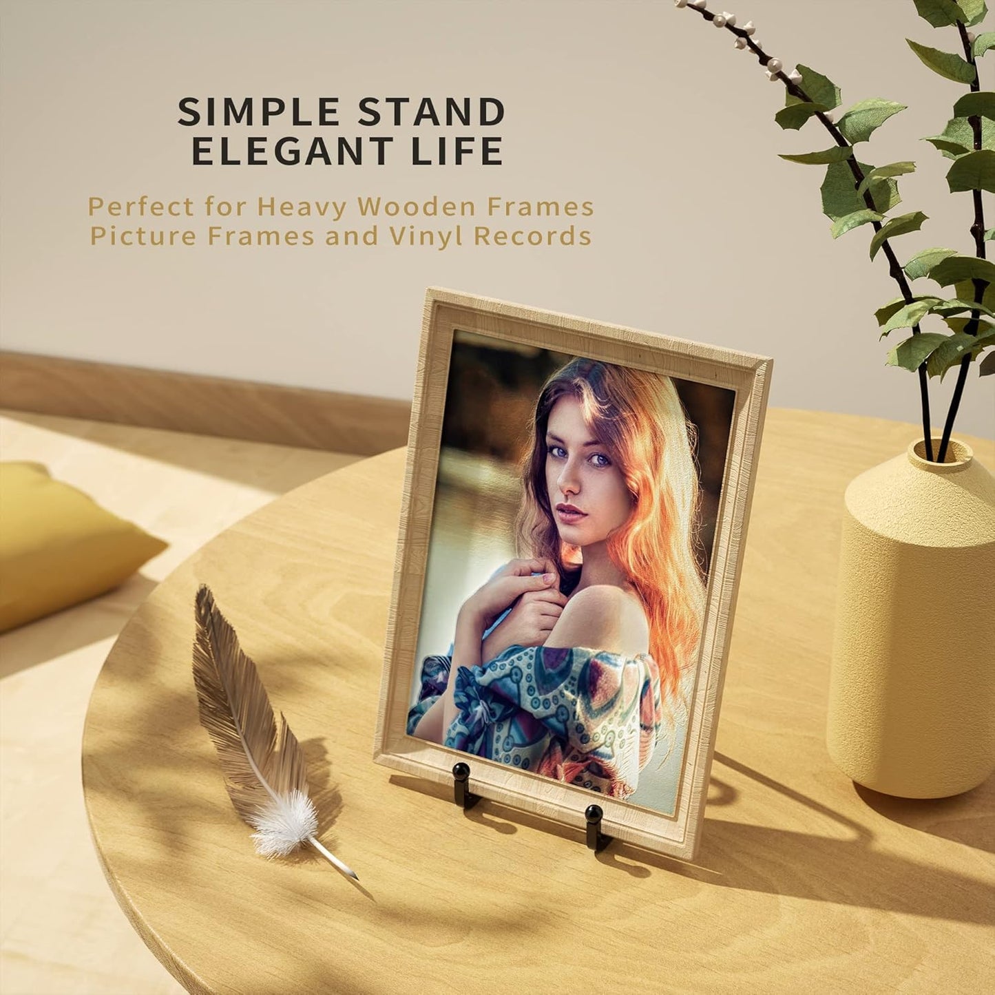 4 Pack Plate Stands for Display - 6 Inch Metal Square Wire Plate Holder Display Stand + Picture Frame Stand Holder Easel for Book, Decorative Plate, Plaque, Photo, Platter (Black)