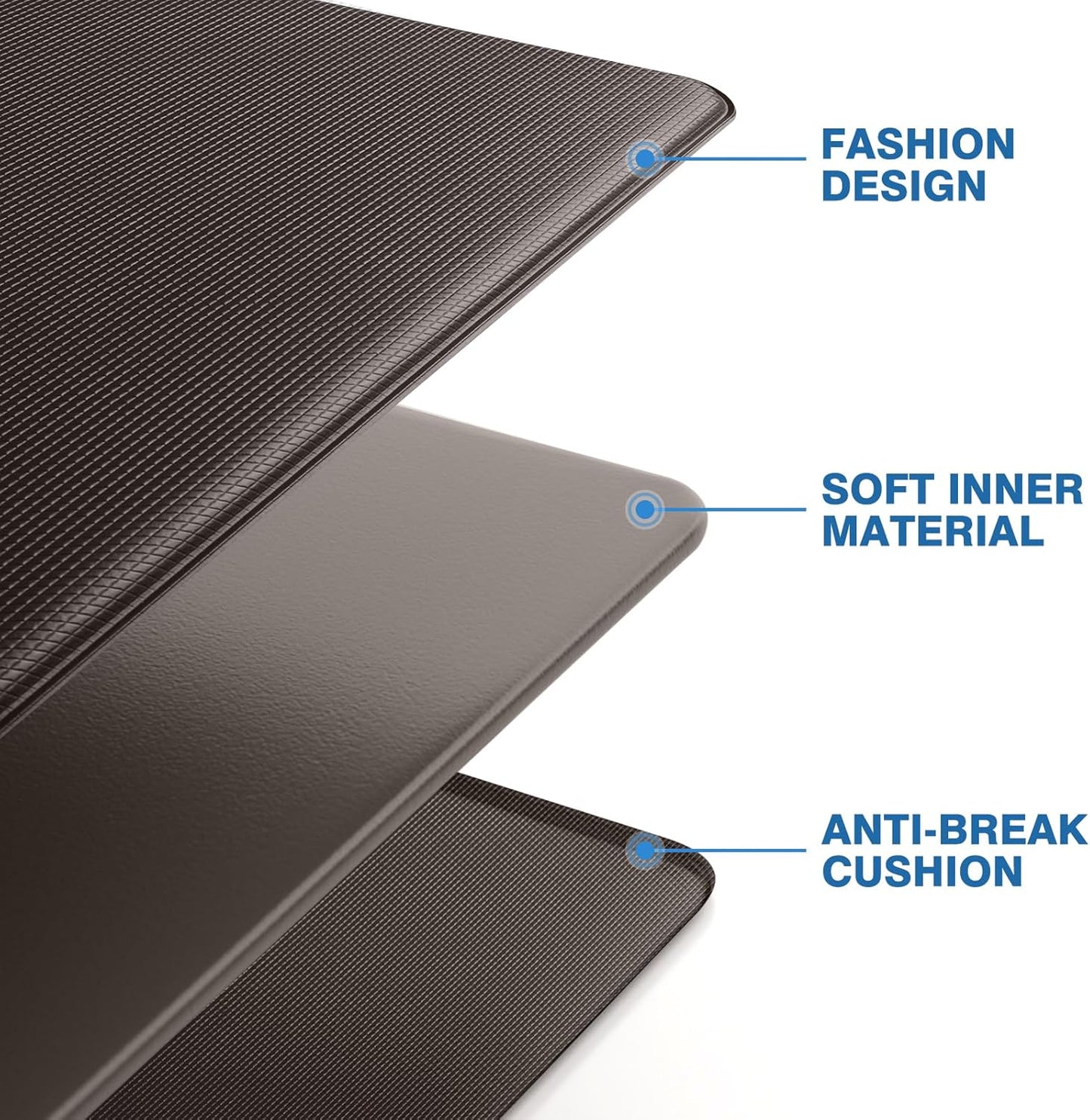 StepRite Kitchen Mats, 2PCS Kitchen Rugs, Cushioned Anti Fatigue Kitchen Mats for Floor, Non-Slip Standing Desk Mat, Waterproof Kitchen Rug Set for Kitchen, Floor, Office,17.3"x30"+17.3"x59",Chocolate