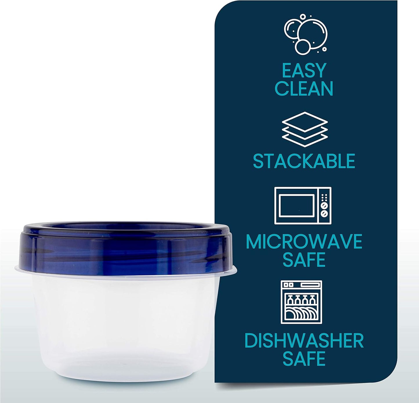 PLASTICPRO [4 oz 12 Pack] Twist Top Deli Containers Clear bottom With blue Top Twist on Lids Reusable, Stackable, Food Storage Freezer Container
