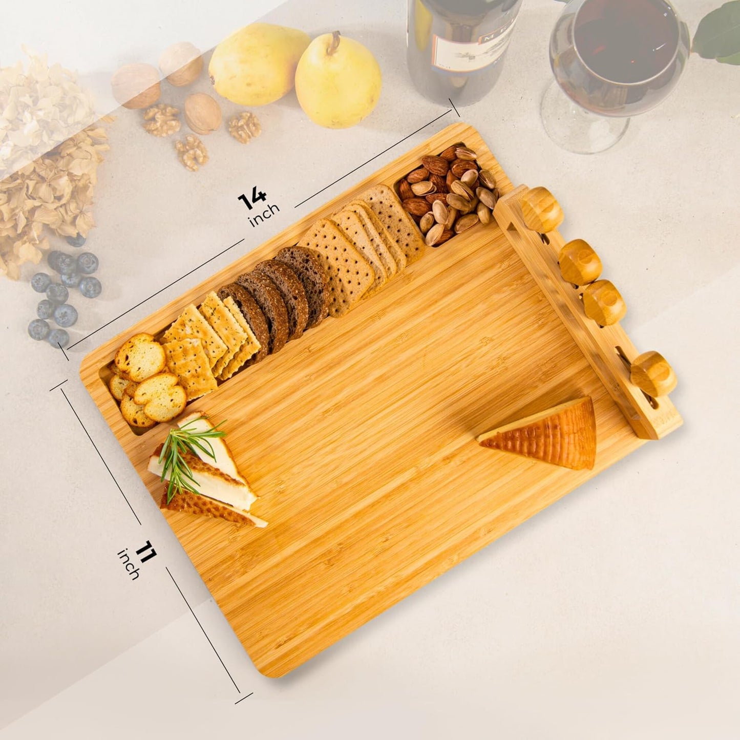 Personalized Bamboo Charcuterie Board & Cheese Board Set – Custom Wedding, Anniversary, Bridal Shower, Christmas, Housewarming Gifts for Couples, Birthday Gifts for Women, Farmhouse Kitchen Decor