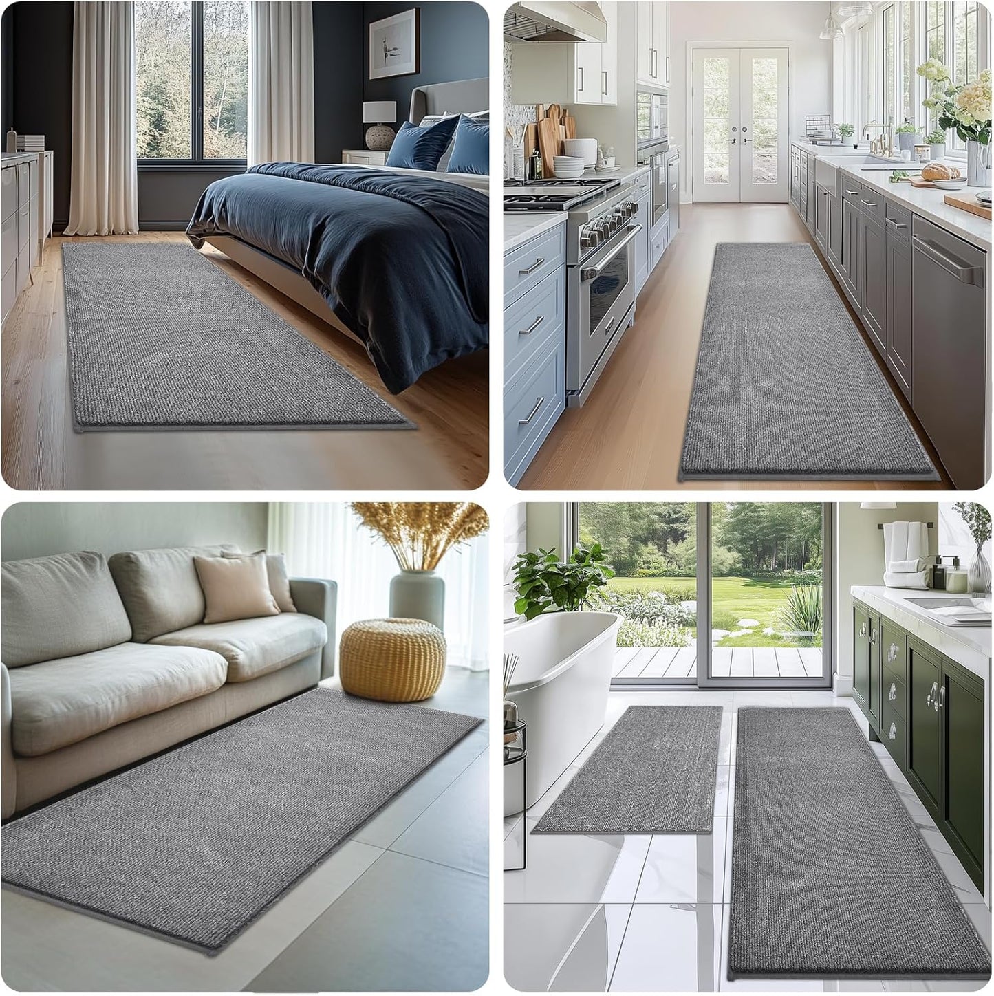 Washable Kitchen Rug 24" x 35.5" / 60cm x 90cm, Non Slip Kitchen Mat for Floor, Absorbent Indoor Entryway Rug for Laundry, Bathroom, Bedroom