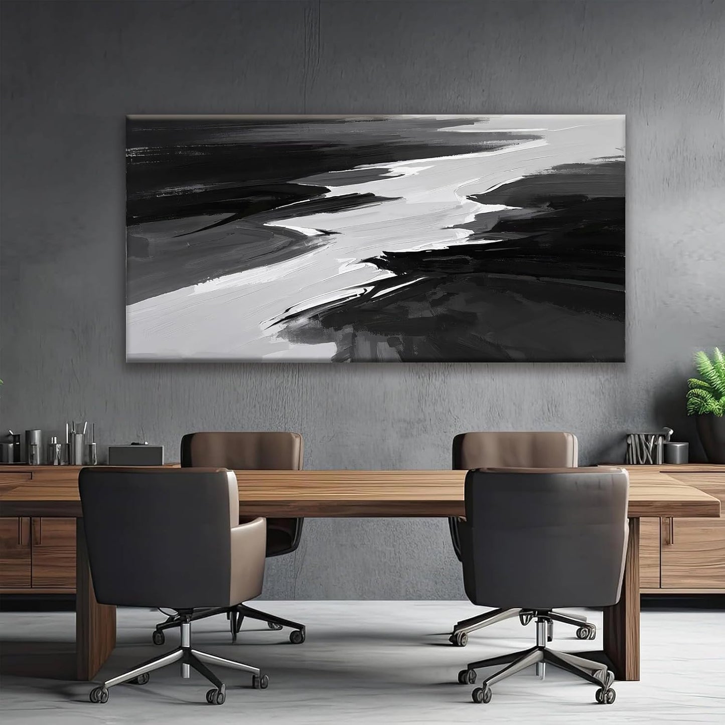 Canvas Art Wall Decor Prints Black And White Abstract Wall Art Painting Modern Grey Abstract Wall Decor Artwork For Living Room Pictures For Bedroom 24x48 In