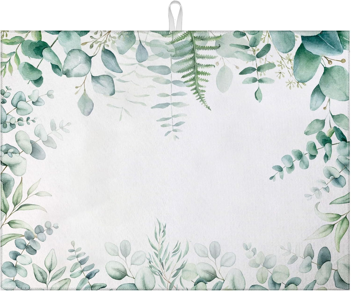 Sage Eucalyptus Dish Drying Mat for Kitchen Counter Spring Summer Drying Pad Absorbent Reversible Dish Drainer Rack Mats Draining Pad 18"x24"Inch