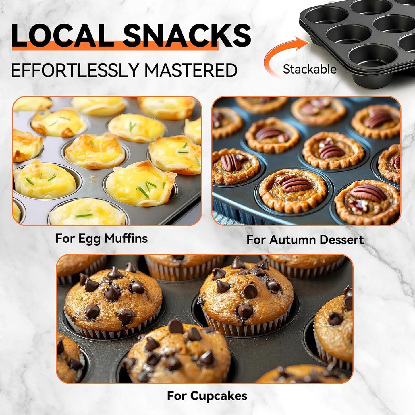 Yoehka 2 Pack Muffin Pan for Baking, Nonstick Cupcake Pan Set, Standard 12-Cups Muffin Tin for Baking Cupcakes, Carbon Steel Baking Supplies