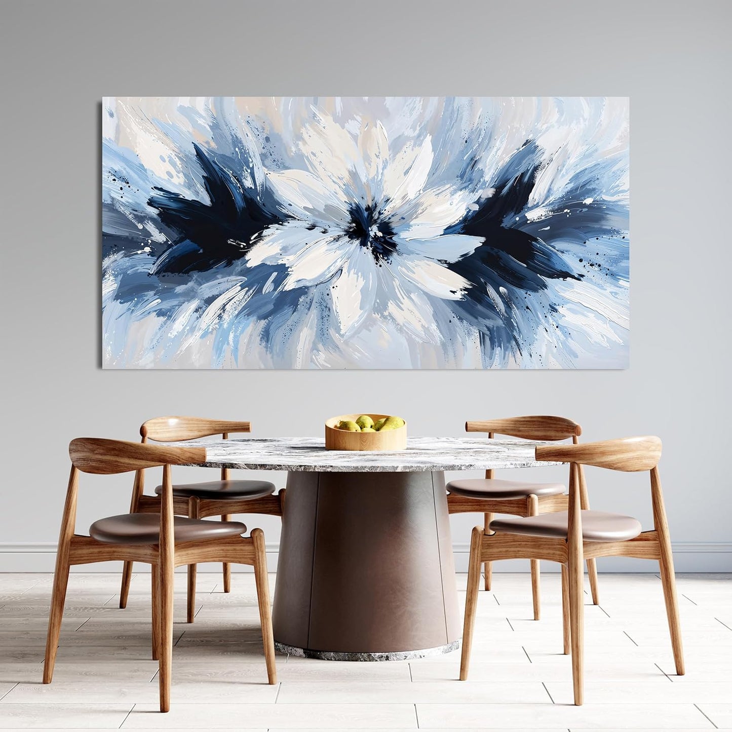 Canvas Oversized Wall Art Decor Large Wall Art For Living Room White Flower Wall Art Prints Modern Blue Wall Art Pictures 29"X58" Abstract Canvas Art Wall Decor Artwork for Walls Bedroom Office Decor