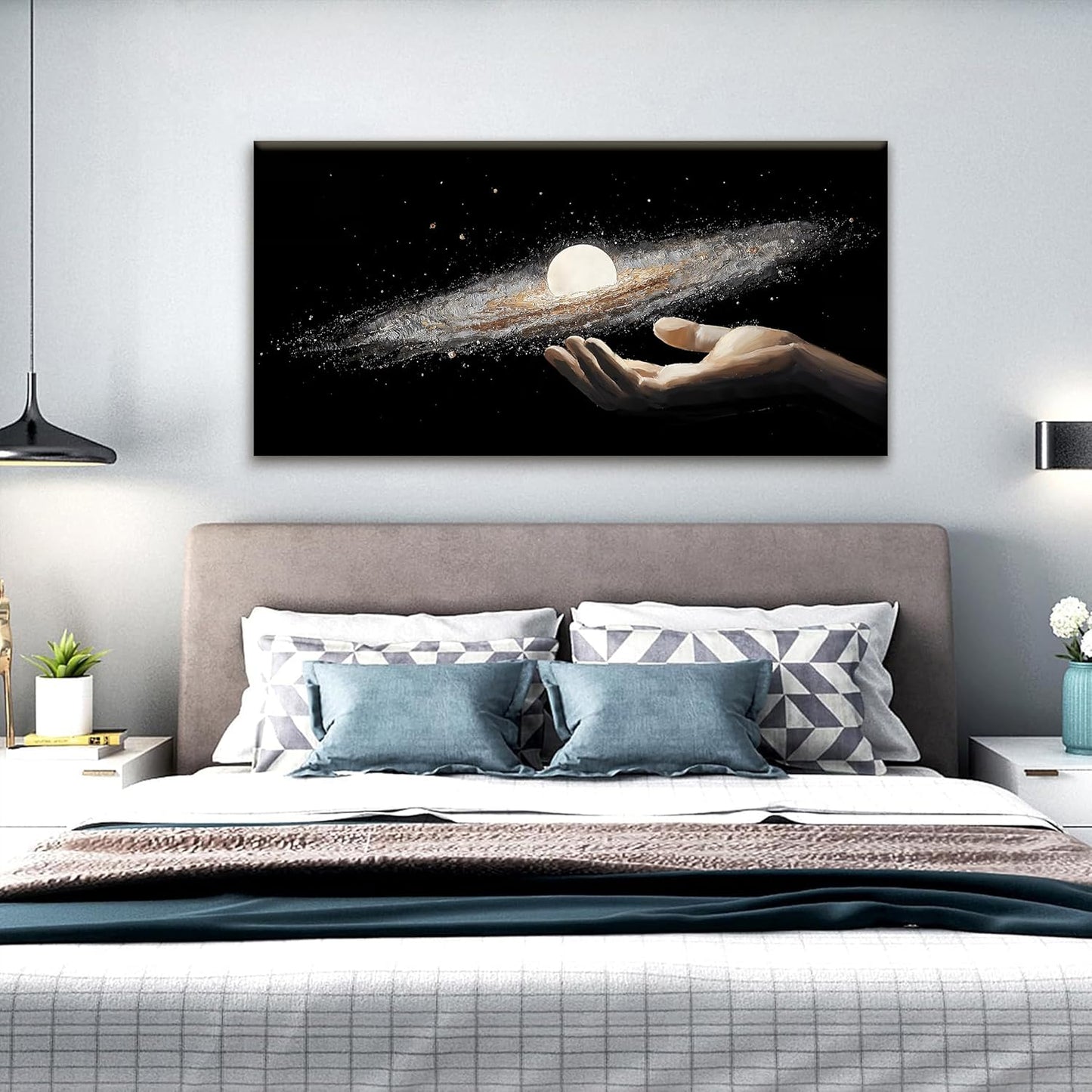 Modern Science Fiction Wall Art The Universe In Hand Abstract Art Wall Decor Canvas Wall Art For Bedroom Living Room Apartment Office Bathroom 20x40 Inch Home Wall Decor