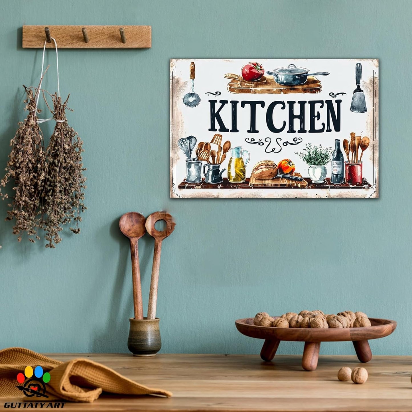 GUTTATY Farmhouse Wall Art, Rustic Kitchen Decor, Ready to Hang Canvas Print, Retro Posters for Dining Room, Home Kitchen, Restaurant, 1218 Inch