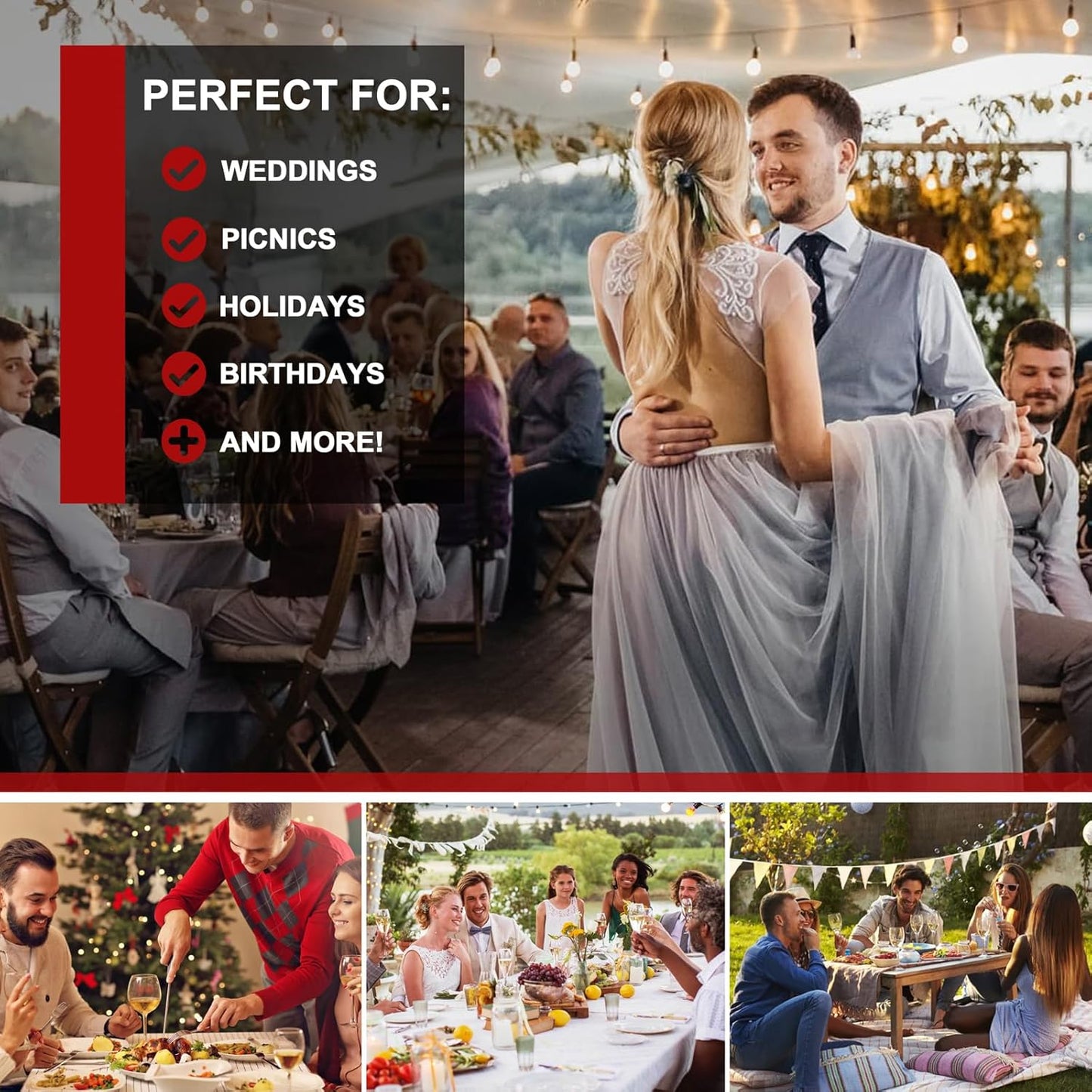 SUT 4-Pack Plastic Large White Serving Trays Set - 16" x 11" Reusable Serving Platters for Cookie, Appetizer, Charcuterie, Snack, Dessert, Party Food Display - Stackable Serving Trays for Party