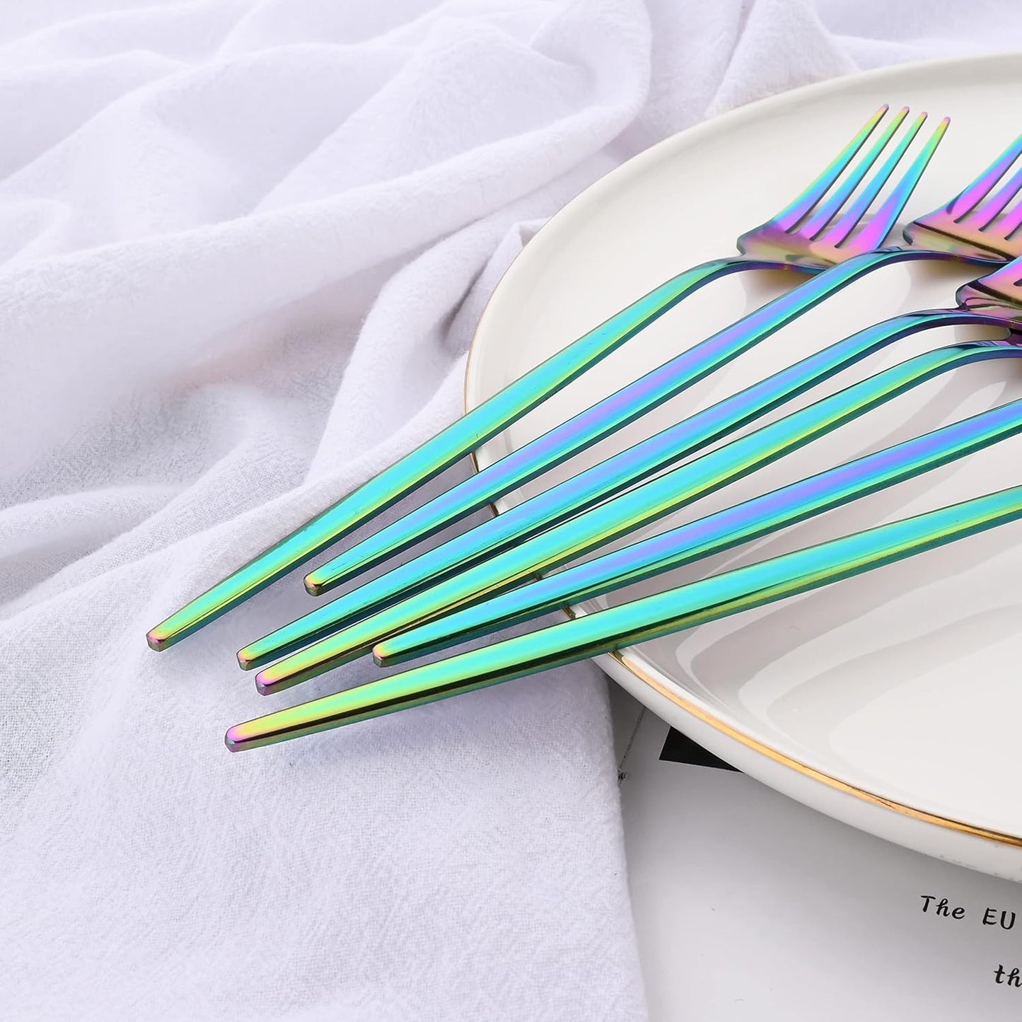 Silverware Set – 20 Piece Family Dinnerware Set – Flatware Set Service For 4 – Rainbow Tableware Sets – Cutlery Great For Family Gatherings & Daily Use – Spoons, Knives, Forks