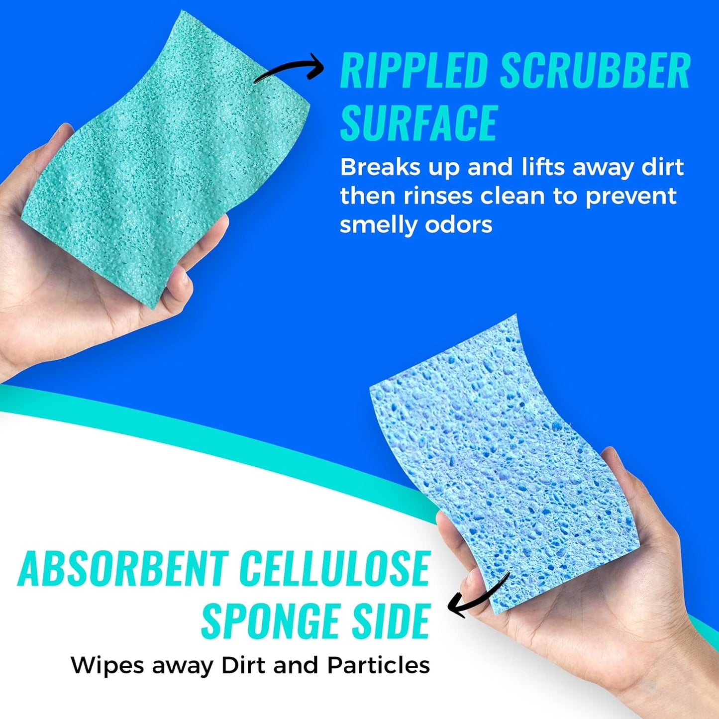 SCRUBIT Multi-Use Scrub Sponge – Non-Scratch Kitchen Sponges for Dishes, Pots & Pans - Heavy Duty & Odor-Free Rippled Scrubbing Pad, Designed for Tough Cleaning Jobs, 6 Count