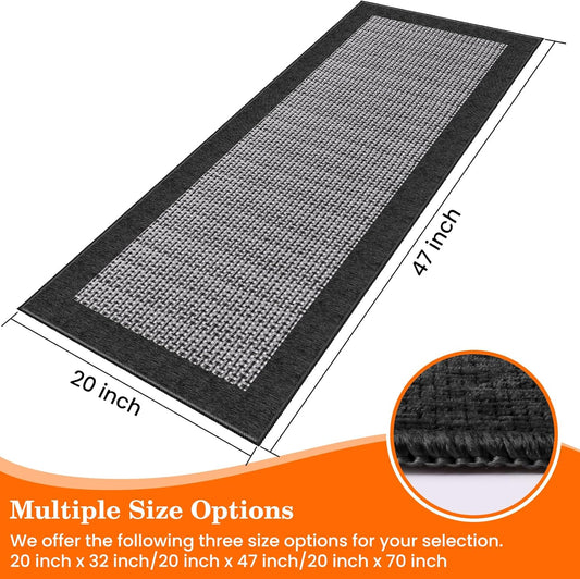 StepRite Kitchen Rugs, Kitchen Mats for Floor, 47"x20" Non-Slip Machine-Washable Kitchen Throw Rug, Absorbent Kitchen Runner Rugs Office, Kitchen Sink Standing Desk Mat, Kitchen Decor Carpet, Black