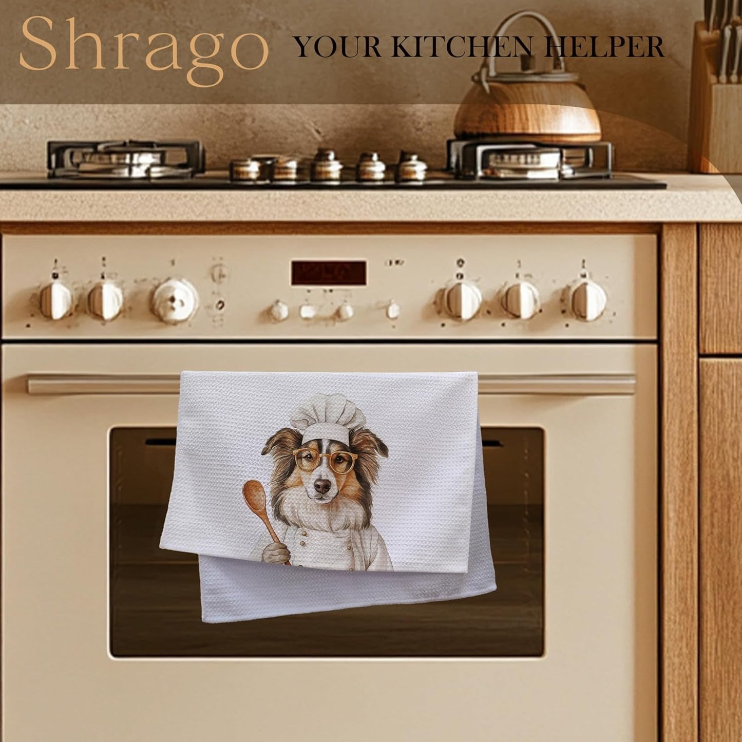 Funny Collie Dog Kitchen Towels, Collie Gifts for Women Dish Tea Towels for Kitchen, Dog Lovers Mom Dad Owner Gifts Decorative Hand Towels, 16x24 Inch