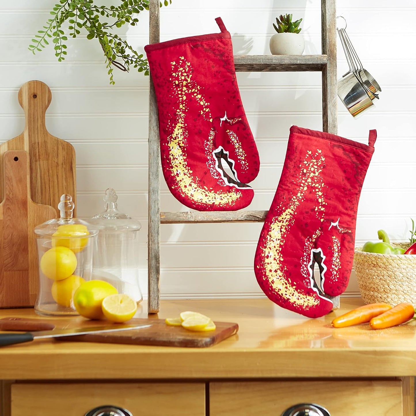 DII Nautical Collection Cotton Kitchen, Oven Mitt Set, 7.5x13, Lobster Claws, 2 Piece