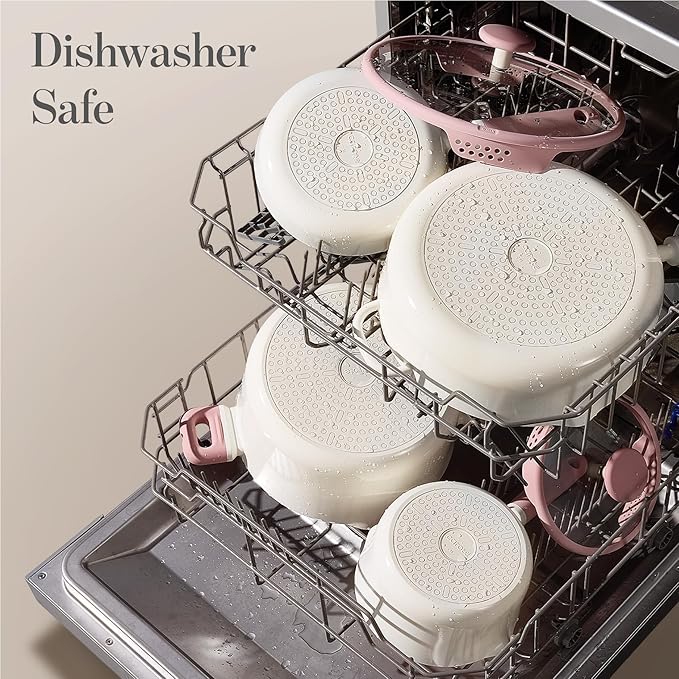 CAROTE 5.5QT Nonstick Stock Pot with Lid, Ceramic Casserole with Ladle, Non-toxic Kitchen Soup Pot, Big Cooking Pots PFAS and PFOA Free