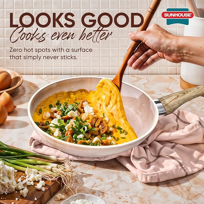 Sunhouse – Durable 9 Inch / 22 Nonstick Skillet, 4-Layer Non-Stick Frying Pan, PFOA-Free, Stay-Cool Handle, Induction Compatible with All Cooktops