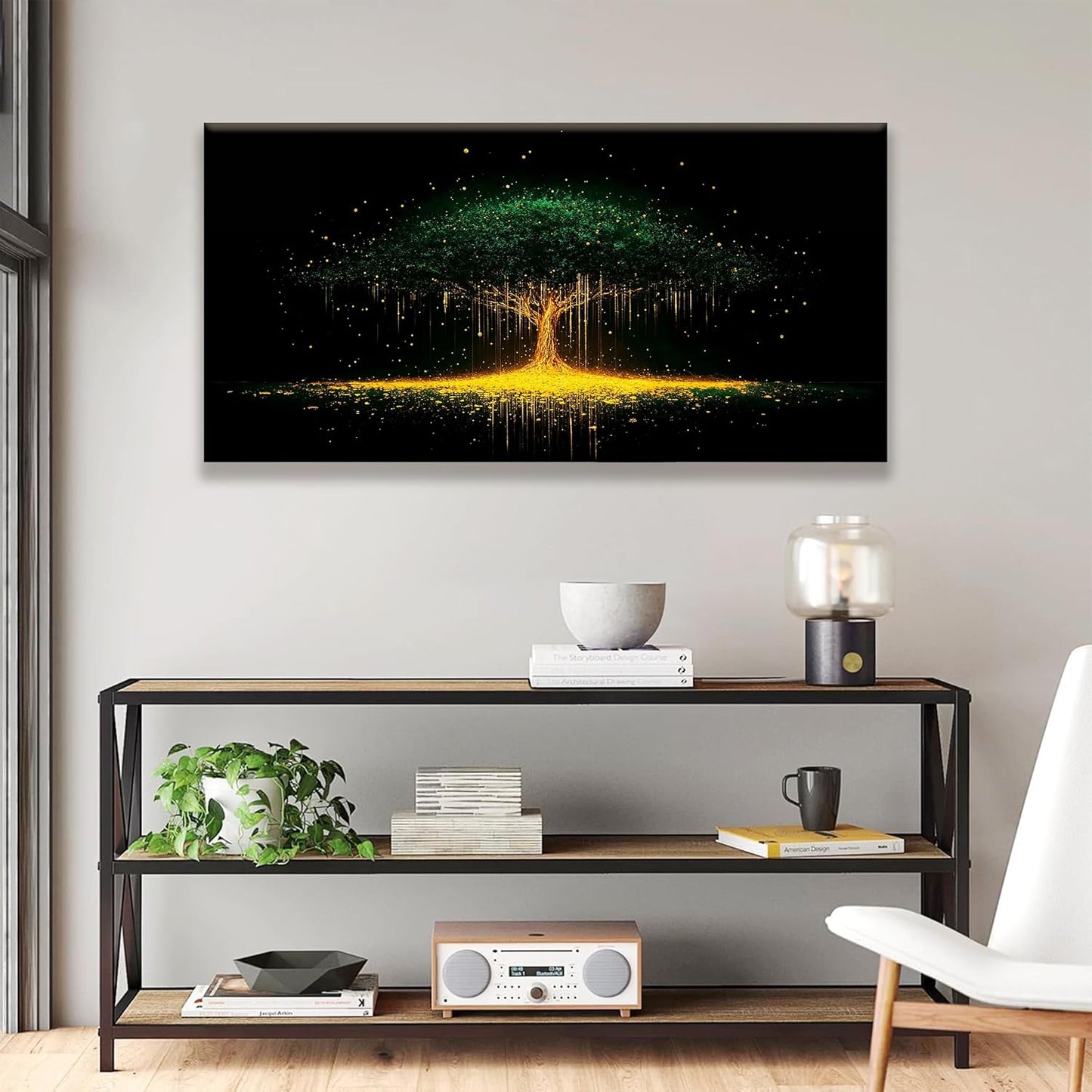 Tsomzxng Black Abstract Wall Art For Living Room Canvas Art Wall Decor Print Modern Gold Tree Wall Art Landscape Painting Picture For Bedroom Office Apartment Hotel Home Decoration 24 X 48 In