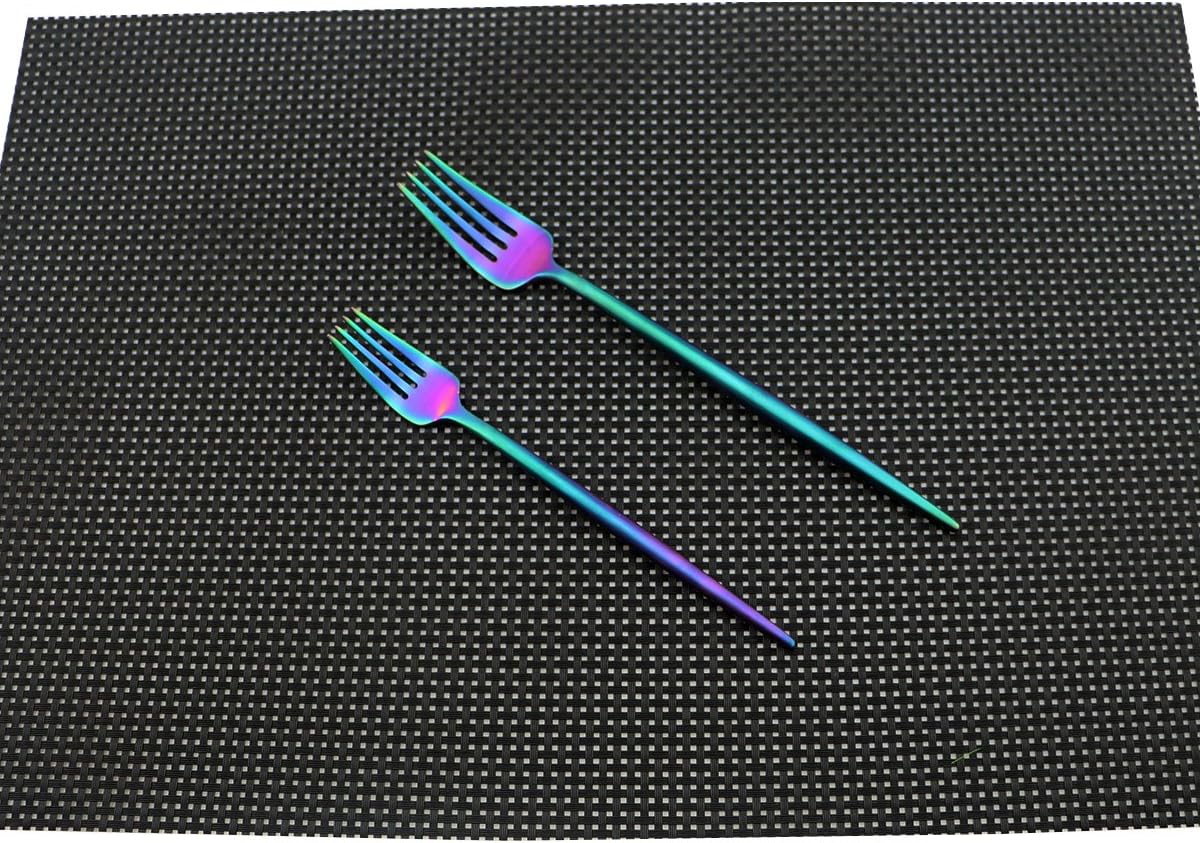 Iridescent Rainbow Multicolor Flatware 20 Pieces Tableware Set Cutlery Set Dinnerware Anti-rust Utensil Set,Salad Spoons Knives and Dessert Forks, Service for 4