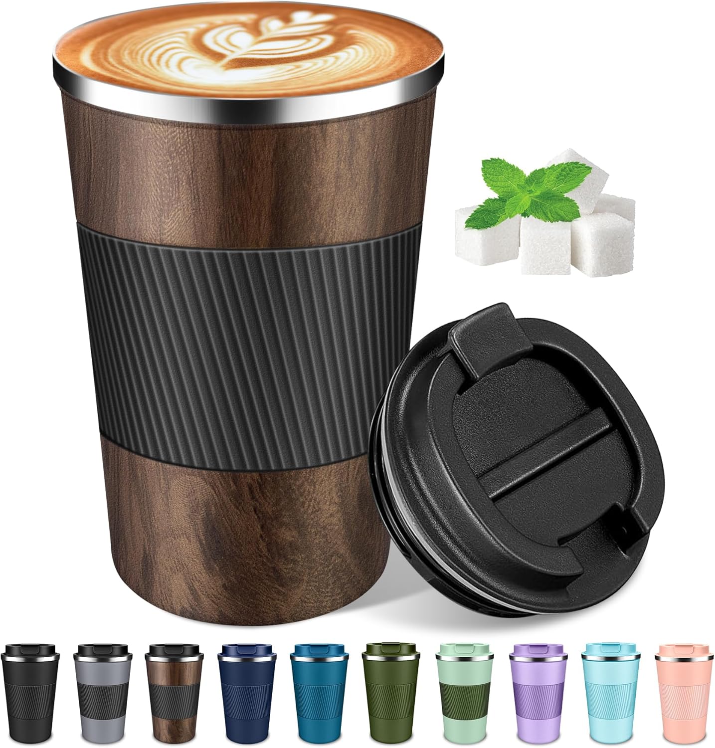 Coffee Travel Mug 12oz Insulated Coffee Mug with Lid Portable Spill-Proof Coffee Travel Mug No Handle Reusable Stainless Steel Mug Keeps Cold and Hot Suitable for Car, Daily, Travel and Gifts