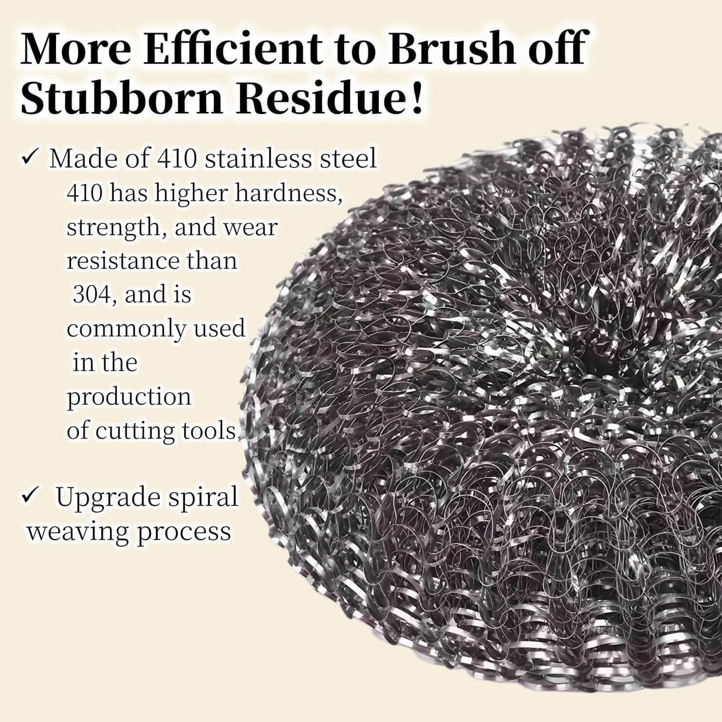 Heavy-Duty Stainless Steel Wool Barbecue Grill Cleaning Scrubber Pads, Replacement Steel Wool Brush Head for Grill Brush, 4 Pack