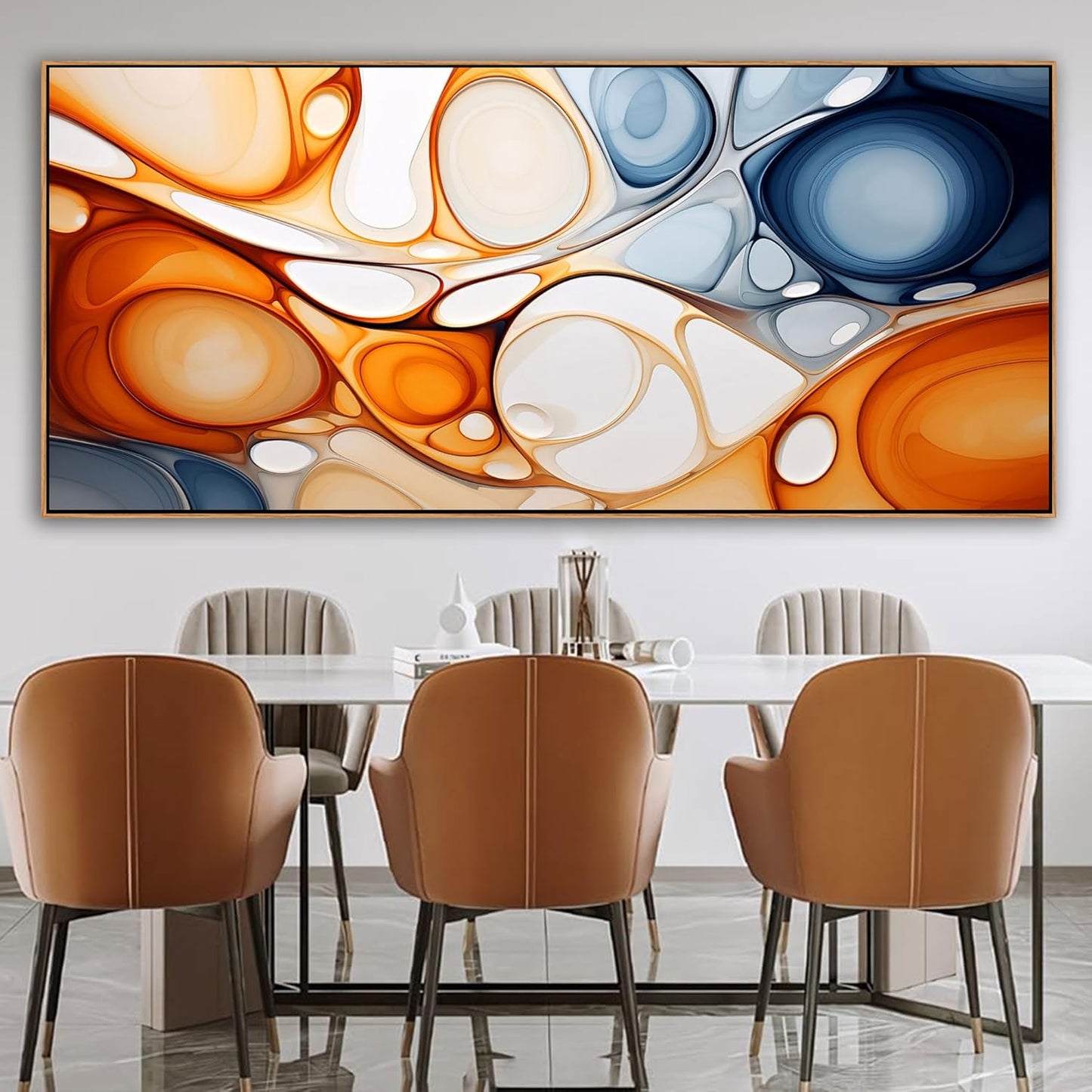 KLAKLA Orange Wall Art 86x39 Inches - Abstract Huge Canvas Picture Wall Decor Living Room Oversized Artwork for Walls Bedroom Office Decoration Modern Frame Wall Art