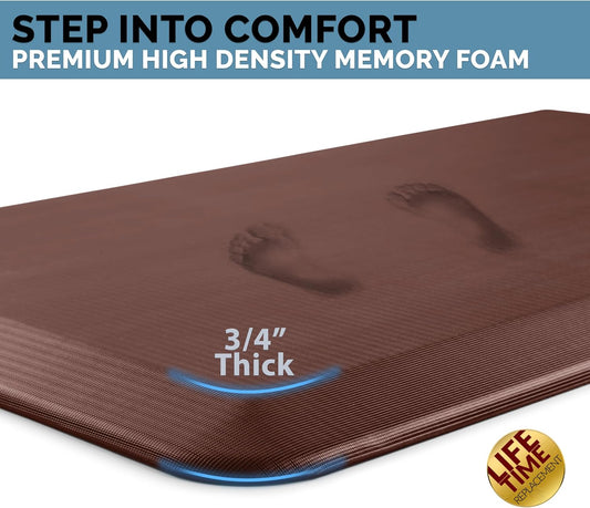 ComfiLife Anti Fatigue Floor Mat – 3/4 Inch Thick Kitchen Mats for Floor, Standing Desk Mat, Kitchen Rug – Comfort at Home, Office – Durable – Stain Resistant – Non-Slip Bottom (20" x 39", Brown)
