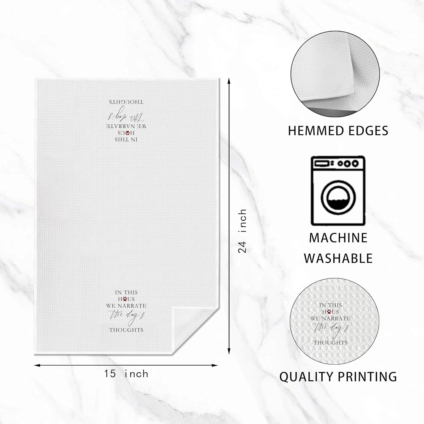 Dog Gifts Kitchen Towels - in This House We Narrate The Dog's Thoughts, Decor Kitchen Towels,Hand Towels, Dish Towels for Kitchen, Gifts for Dog Lovers (16×24 Inches)