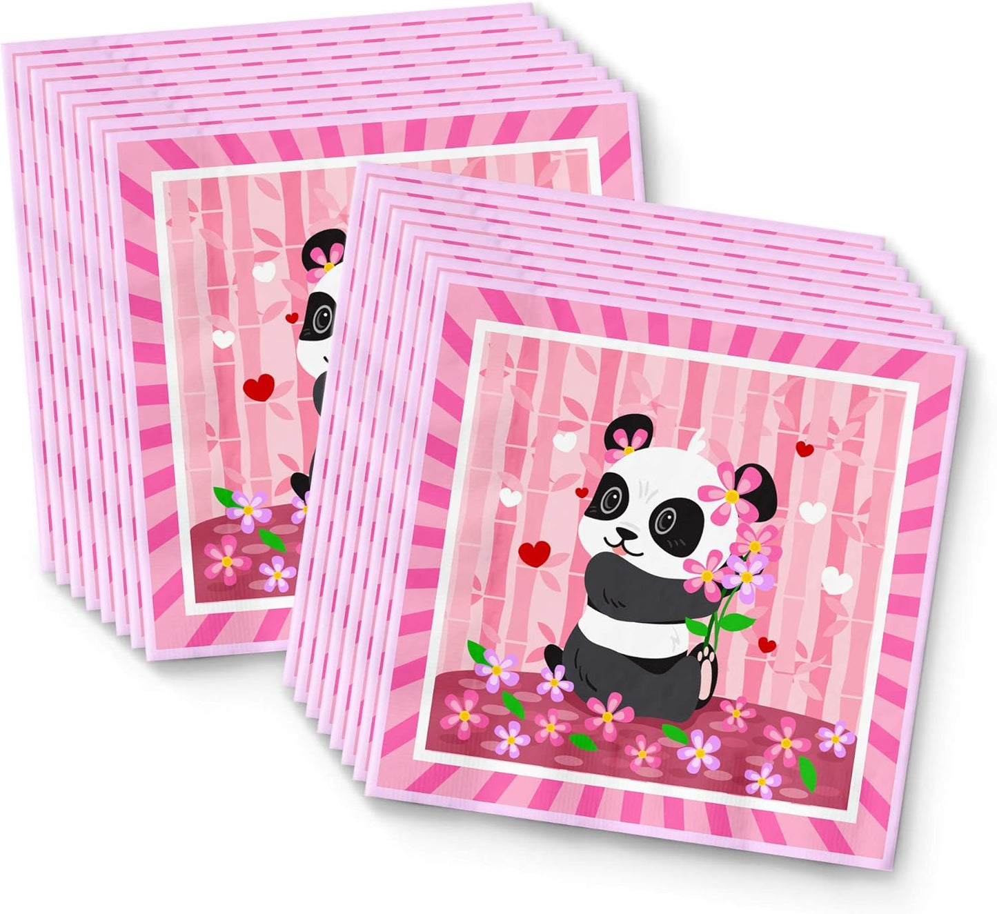 Pink Panda Birthday Party Supplies Set Plates Napkins Cups Tableware Kit for 16